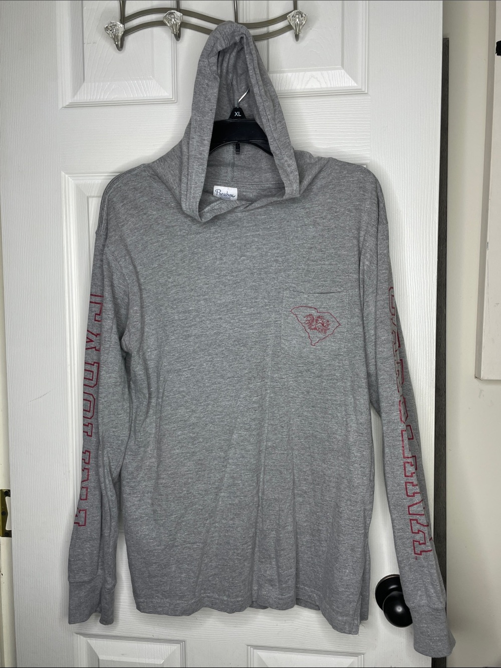 Pressbox by Royce Women's Gray Hooded Long-Sleeve Tee w/Maroon Accents. Size L